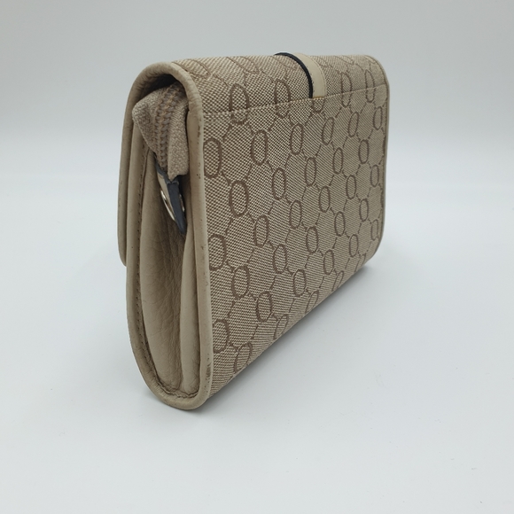 Oroton Cream/Beige Canvas Leather Cosmetic Bag Make Up Case - Picture 7 of 16